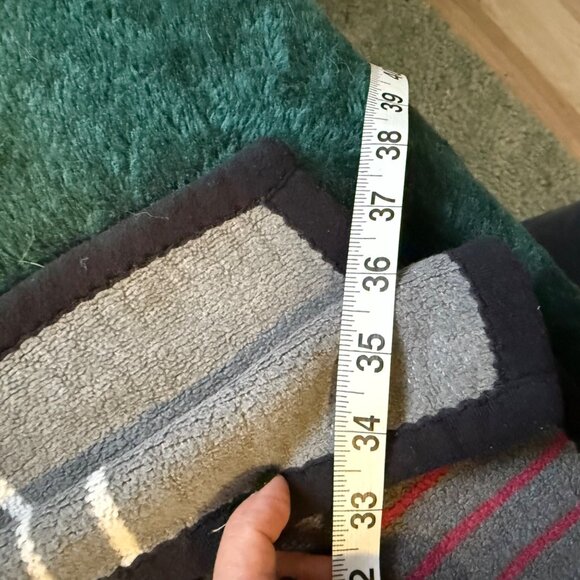 IBENA Gray & White Woven Blanket Throw with Red & Black Stripes - Picture 6 of 6